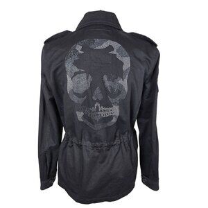 Zadig & Voltaire Kayak Mili Skull Jacket Small‎ Black Goth Grunge Utility